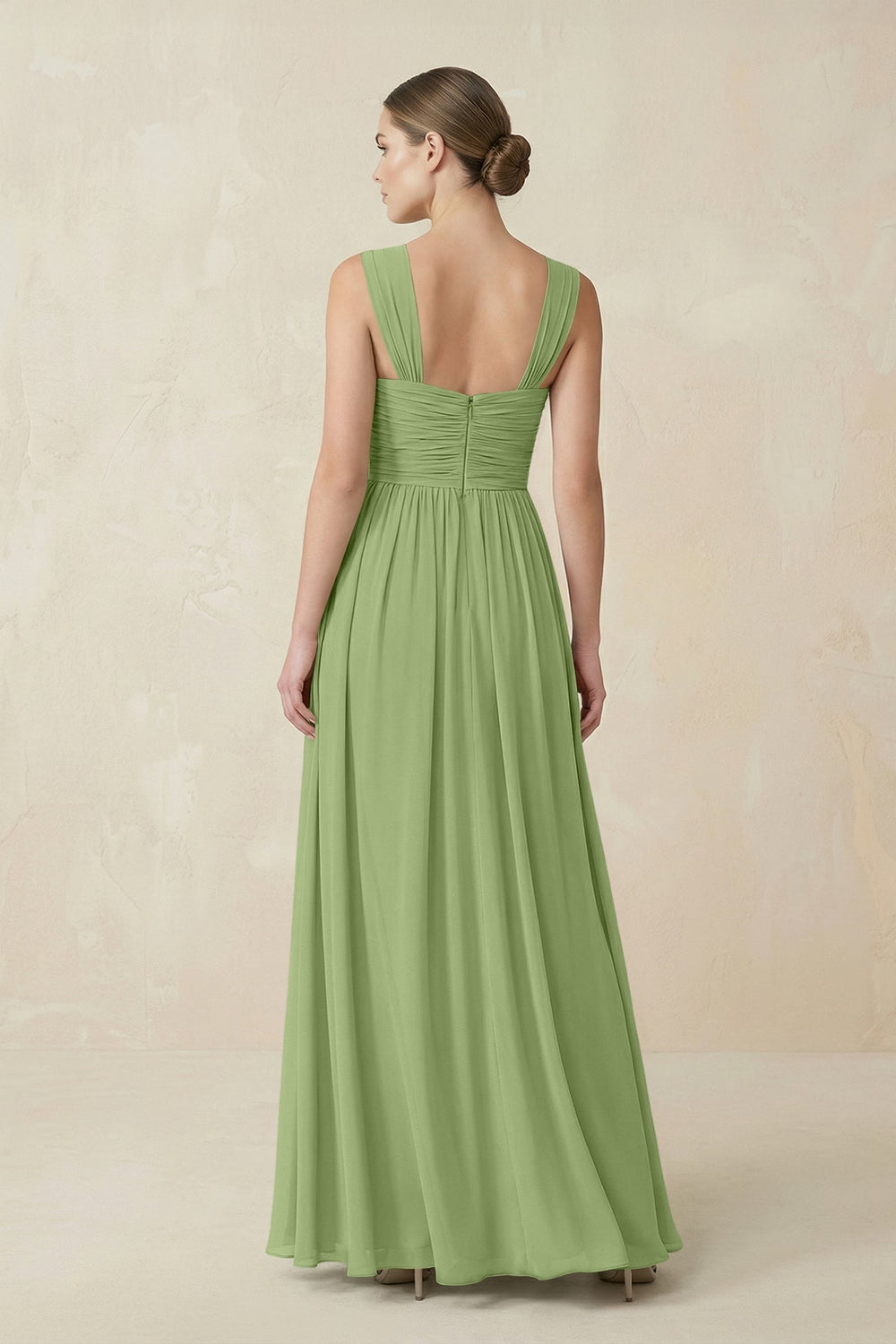 Sweetheart Pleated Chiffon A - Line Bridesmaid Dress in Matcha - KissProm Bridesmaid Dresses