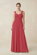 Sweetheart Pleated Chiffon A - Line Bridesmaid Dress in Merlot - KissProm Bridesmaid Dresses