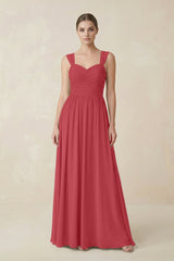 Sweetheart Pleated Chiffon A - Line Bridesmaid Dress in Merlot - KissProm Bridesmaid Dresses