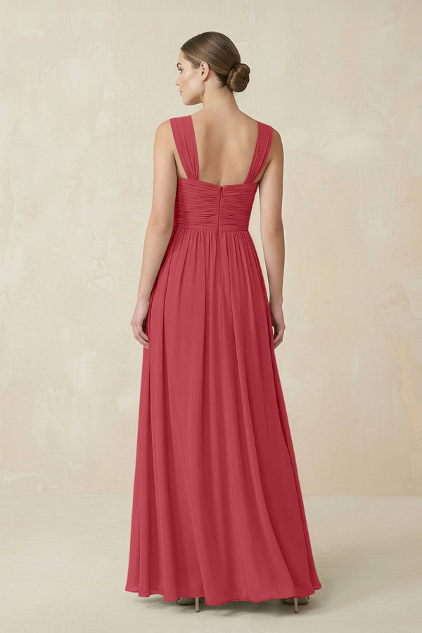 Sweetheart Pleated Chiffon A - Line Bridesmaid Dress in Merlot - KissProm Bridesmaid Dresses