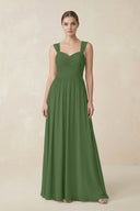 Sweetheart Pleated Chiffon A - Line Bridesmaid Dress in Moss - KissProm Bridesmaid Dresses