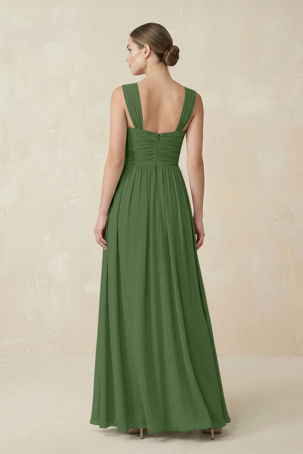 Sweetheart Pleated Chiffon A - Line Bridesmaid Dress in Moss - KissProm Bridesmaid Dresses