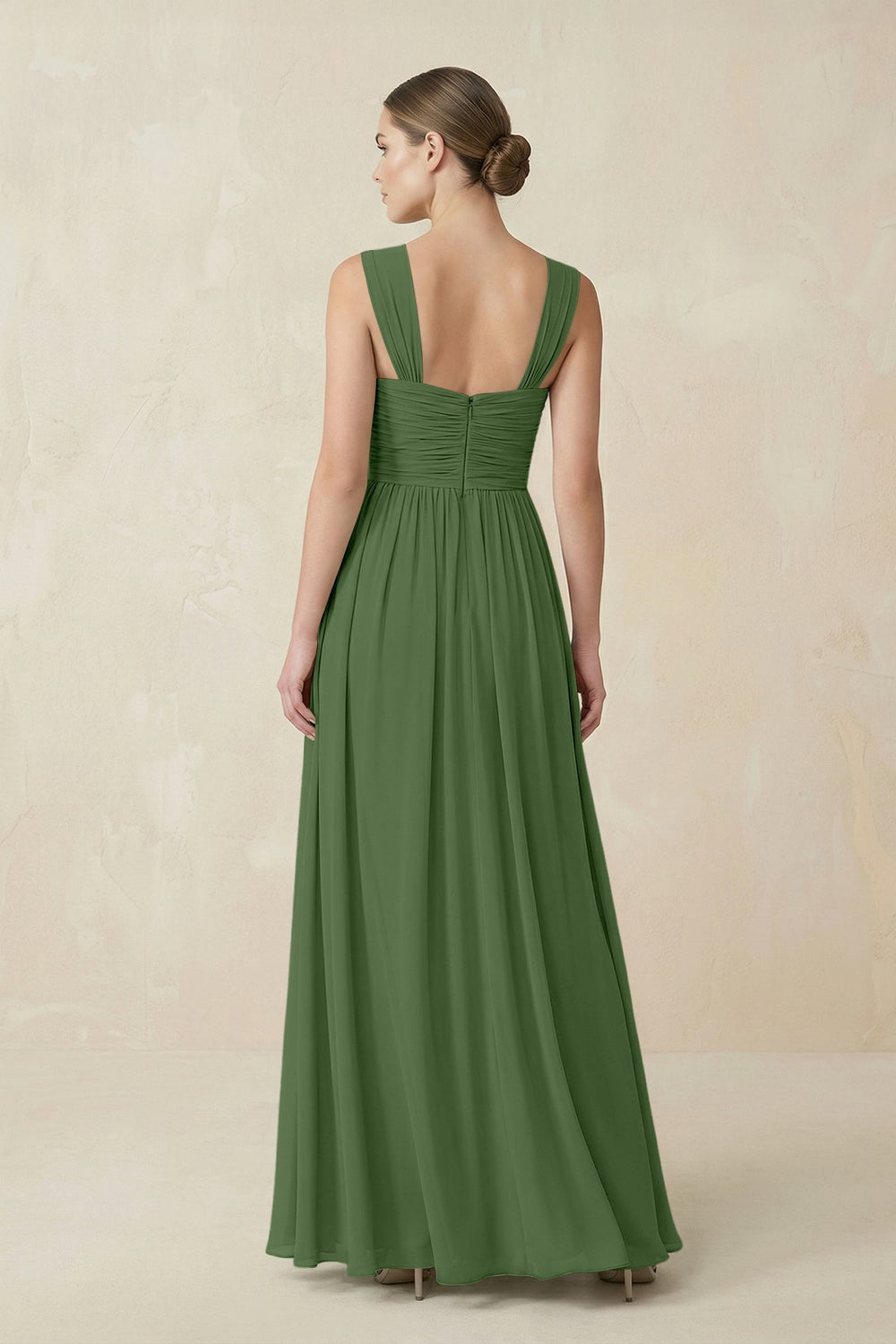 Sweetheart Pleated Chiffon A - Line Bridesmaid Dress in Moss - KissProm Bridesmaid Dresses