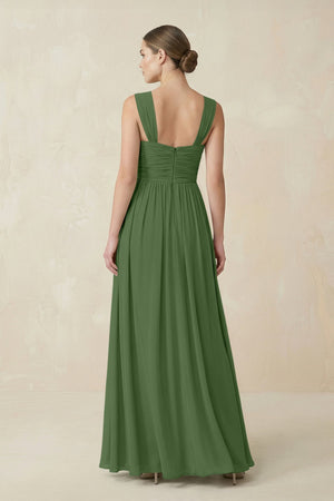 Sweetheart Pleated Chiffon A - Line Bridesmaid Dress in Moss - KissProm Bridesmaid Dresses
