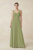 Sweetheart Pleated Chiffon A - Line Bridesmaid Dress in Moss Green - KissProm Bridesmaid Dresses