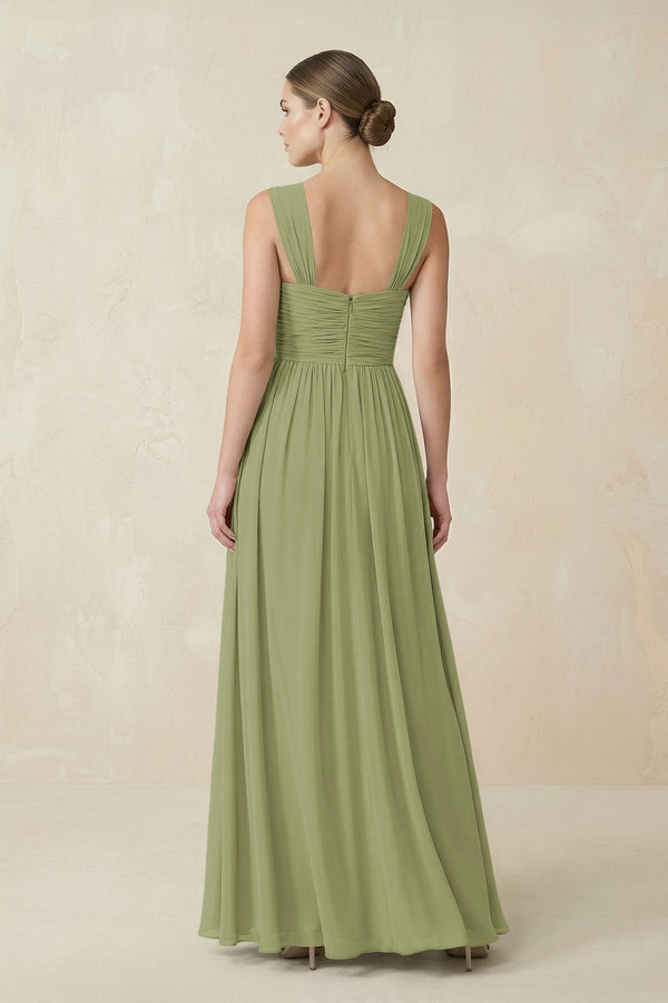 Sweetheart Pleated Chiffon A - Line Bridesmaid Dress in Moss Green - KissProm Bridesmaid Dresses