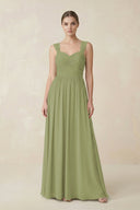 Sweetheart Pleated Chiffon A - Line Bridesmaid Dress in Moss Green - KissProm Bridesmaid Dresses