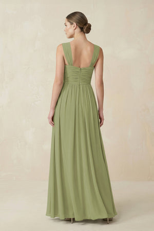 Sweetheart Pleated Chiffon A - Line Bridesmaid Dress in Moss Green - KissProm Bridesmaid Dresses