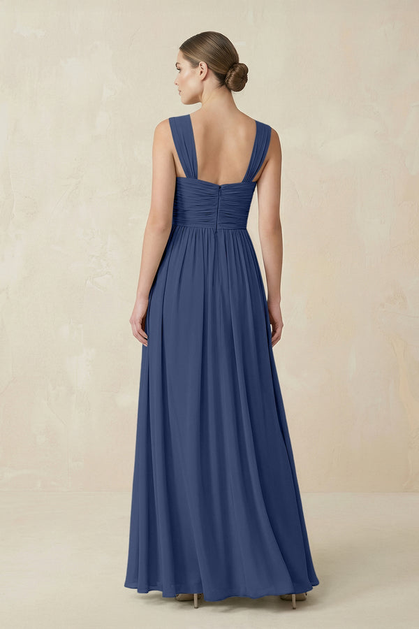 Sweetheart Pleated Chiffon A - Line Bridesmaid Dress in Navy - KissProm Bridesmaid Dresses