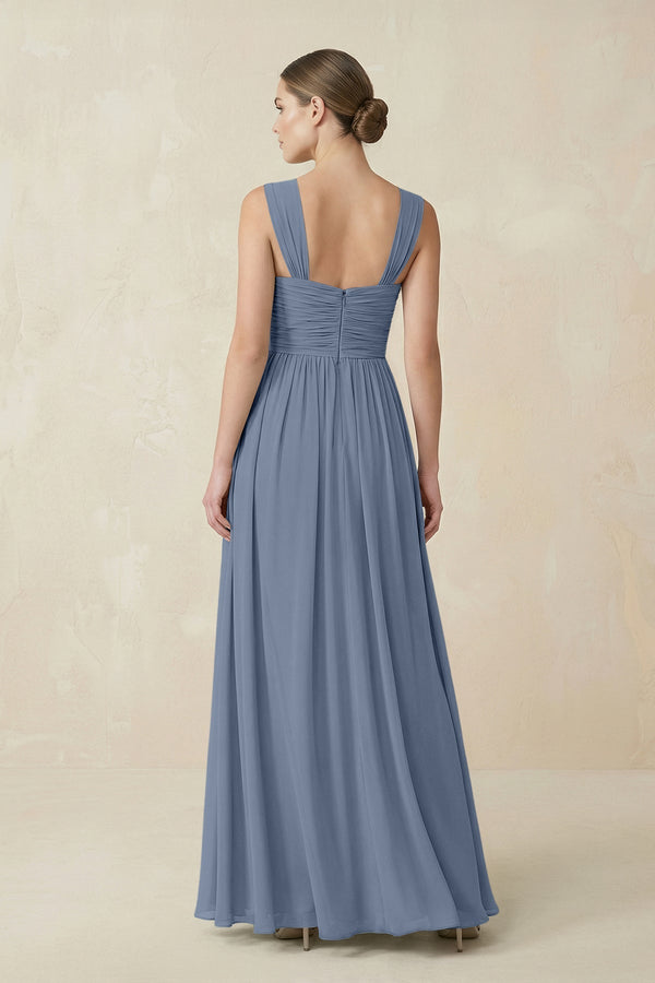 Sweetheart Pleated Chiffon A - Line Bridesmaid Dress in Neptune - KissProm Bridesmaid Dresses