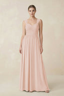 Sweetheart Pleated Chiffon A - Line Bridesmaid Dress in Pale Blush - KissProm Bridesmaid Dresses