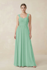 Sweetheart Pleated Chiffon A - Line Bridesmaid Dress in Pale Pistachio - KissProm Bridesmaid Dresses
