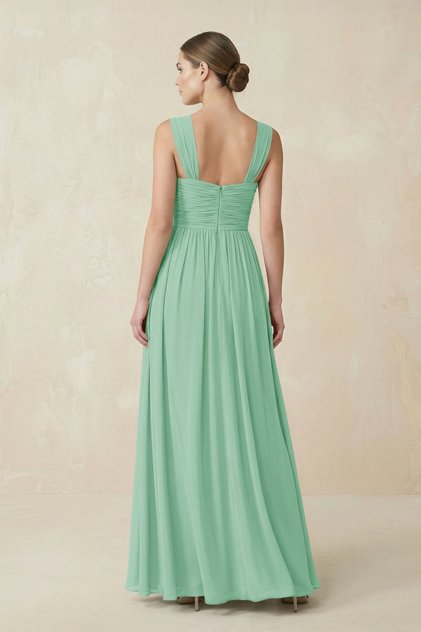 Sweetheart Pleated Chiffon A - Line Bridesmaid Dress in Pale Pistachio - KissProm Bridesmaid Dresses