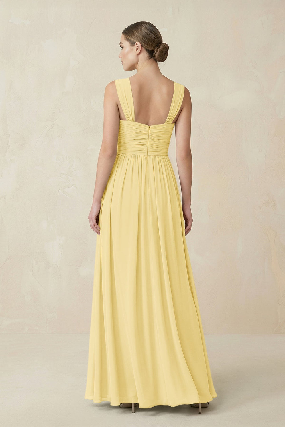 Sweetheart Pleated Chiffon A - Line Bridesmaid Dress in Pastel Yellow - KissProm Bridesmaid Dresses