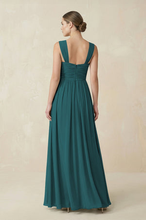 Sweetheart Pleated Chiffon A - Line Bridesmaid Dress in Pine - KissProm Bridesmaid Dresses