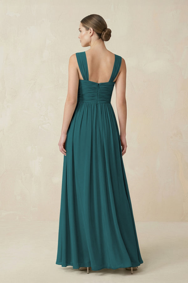 Sweetheart Pleated Chiffon A - Line Bridesmaid Dress in Pine - KissProm Bridesmaid Dresses