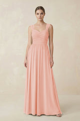 Sweetheart Pleated Chiffon A - Line Bridesmaid Dress in Rose Petal - KissProm Bridesmaid Dresses