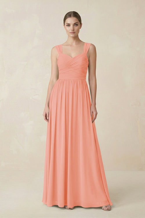 Sweetheart Pleated Chiffon A - Line Bridesmaid Dress in Rosette - KissProm Bridesmaid Dresses