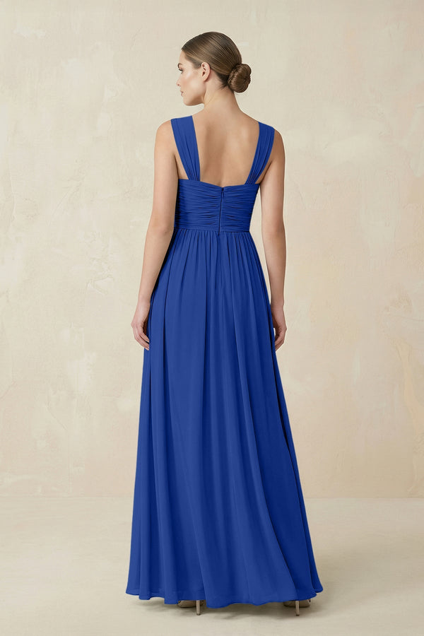 Sweetheart Pleated Chiffon A - Line Bridesmaid Dress in Royal Blue - KissProm Bridesmaid Dresses