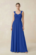 Sweetheart Pleated Chiffon A - Line Bridesmaid Dress in Royal Blue - KissProm Bridesmaid Dresses