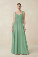 Sweetheart Pleated Chiffon A - Line Bridesmaid Dress in Sea Glass - KissProm Bridesmaid Dresses