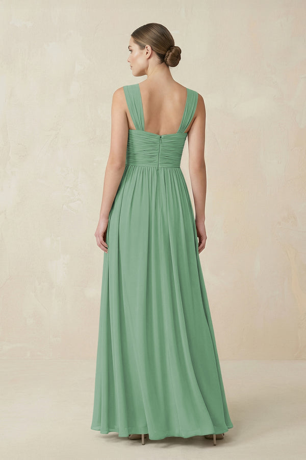 Sweetheart Pleated Chiffon A - Line Bridesmaid Dress in Sea Glass - KissProm Bridesmaid Dresses