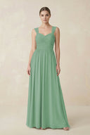 Sweetheart Pleated Chiffon A - Line Bridesmaid Dress in Sea Glass - KissProm Bridesmaid Dresses