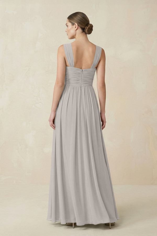Sweetheart Pleated Chiffon A - Line Bridesmaid Dress in Silver - KissProm Bridesmaid Dresses