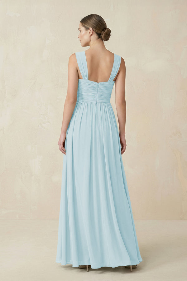 Sweetheart Pleated Chiffon A - Line Bridesmaid Dress in Sky Blue - KissProm Bridesmaid Dresses