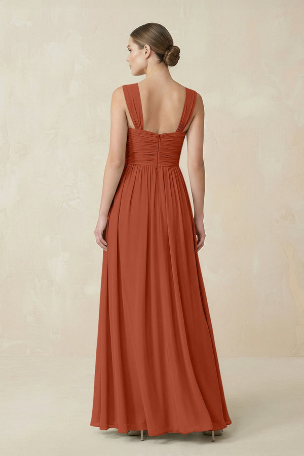 Sweetheart Pleated Chiffon A - Line Bridesmaid Dress in Spice - KissProm Bridesmaid Dresses