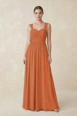 Sweetheart Pleated Chiffon A - Line Bridesmaid Dress in Terracotta - KissProm Bridesmaid Dresses