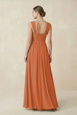 Sweetheart Pleated Chiffon A - Line Bridesmaid Dress in Terracotta - KissProm Bridesmaid Dresses