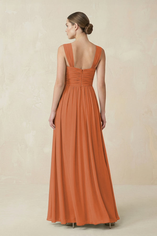 Sweetheart Pleated Chiffon A - Line Bridesmaid Dress in Terracotta - KissProm Bridesmaid Dresses