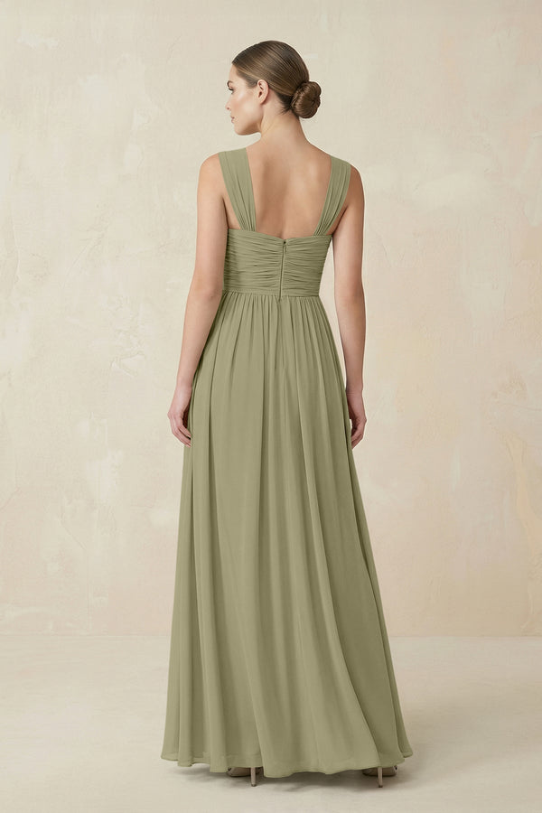 Sweetheart Pleated Chiffon A - Line Bridesmaid Dress in Thyme - KissProm Bridesmaid Dresses