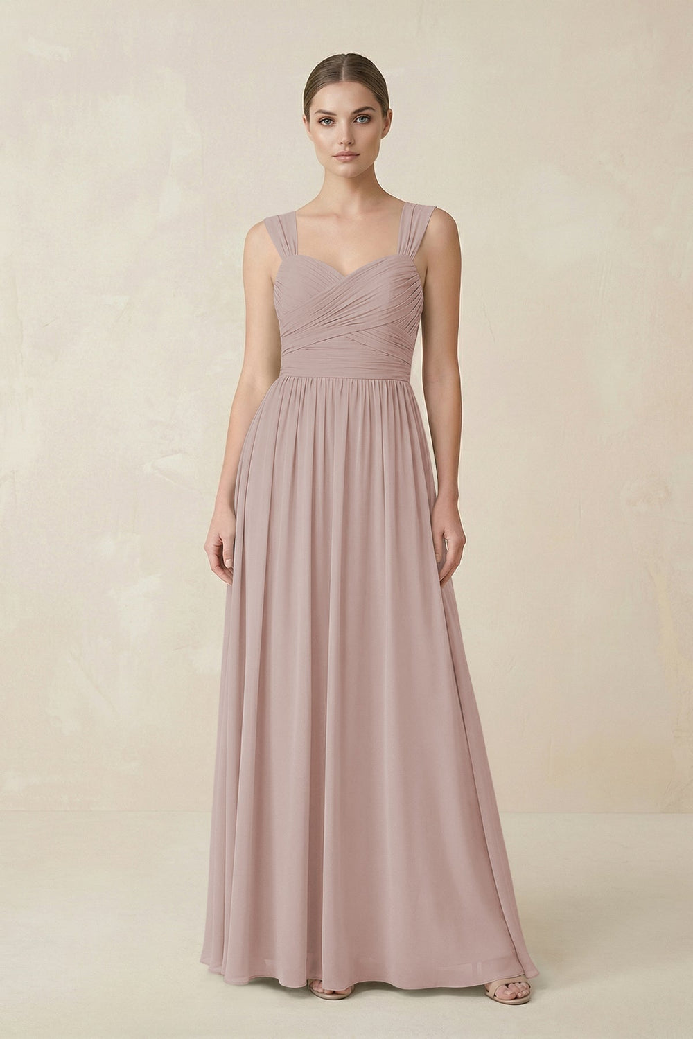 Sweetheart Pleated Chiffon A - Line Bridesmaid Dress in Toffee - KissProm Bridesmaid Dresses