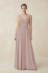 Sweetheart Pleated Chiffon A - Line Bridesmaid Dress in Toffee - KissProm Bridesmaid Dresses