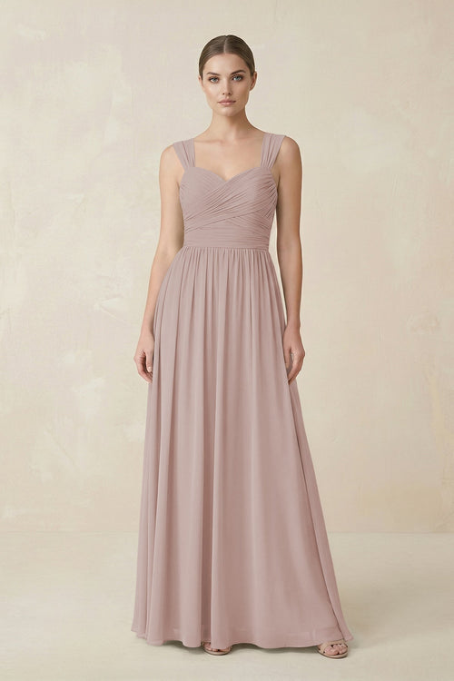 Sweetheart Pleated Chiffon A - Line Bridesmaid Dress in Toffee - KissProm Bridesmaid Dresses