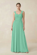Sweetheart Pleated Chiffon A - Line Bridesmaid Dress in Turquoise - KissProm Bridesmaid Dresses