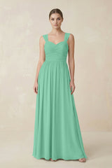 Sweetheart Pleated Chiffon A - Line Bridesmaid Dress in Turquoise - KissProm Bridesmaid Dresses