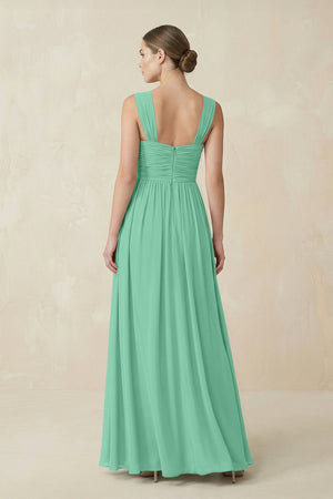 Sweetheart Pleated Chiffon A - Line Bridesmaid Dress in Turquoise - KissProm Bridesmaid Dresses