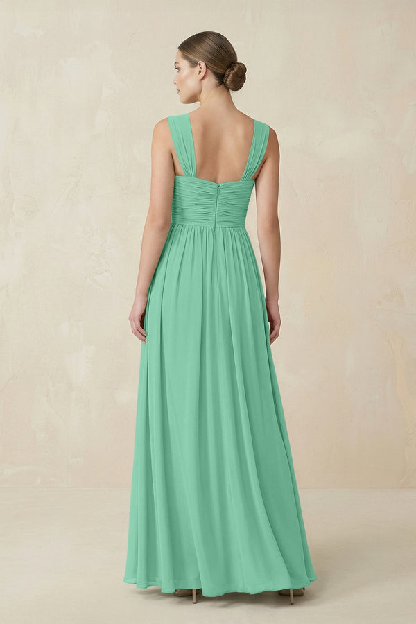 Sweetheart Pleated Chiffon A - Line Bridesmaid Dress in Turquoise - KissProm Bridesmaid Dresses