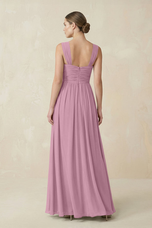 Sweetheart Pleated Chiffon A - Line Bridesmaid Dress in Vintage Mauve - KissProm Bridesmaid Dresses