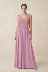 Sweetheart Pleated Chiffon A - Line Bridesmaid Dress in Vintage Mauve - KissProm Bridesmaid Dresses