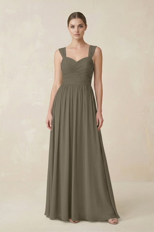 Sweetheart Pleated Chiffon A - Line Bridesmaid Dress in Willow Green - KissProm Bridesmaid Dresses