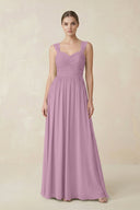 Sweetheart Pleated Chiffon A - Line Bridesmaid Dress in Wisteria - KissProm Bridesmaid Dresses
