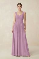 Sweetheart Pleated Chiffon A - Line Bridesmaid Dress in Wisteria - KissProm Bridesmaid Dresses