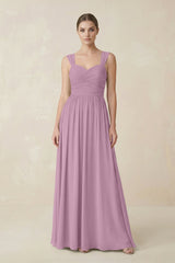 Sweetheart Pleated Chiffon A - Line Bridesmaid Dress in Wisteria - KissProm Bridesmaid Dresses