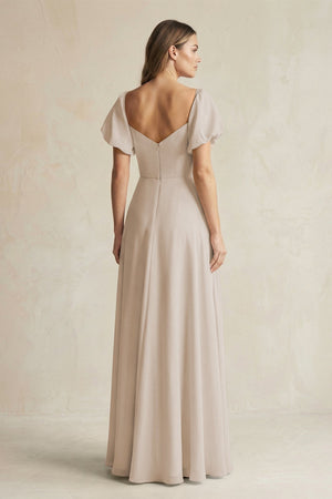 Sweetheart Puff Sleeve A - Line Chiffon Bridesmaid Dress in Frost - KissProm Bridesmaid Dresses