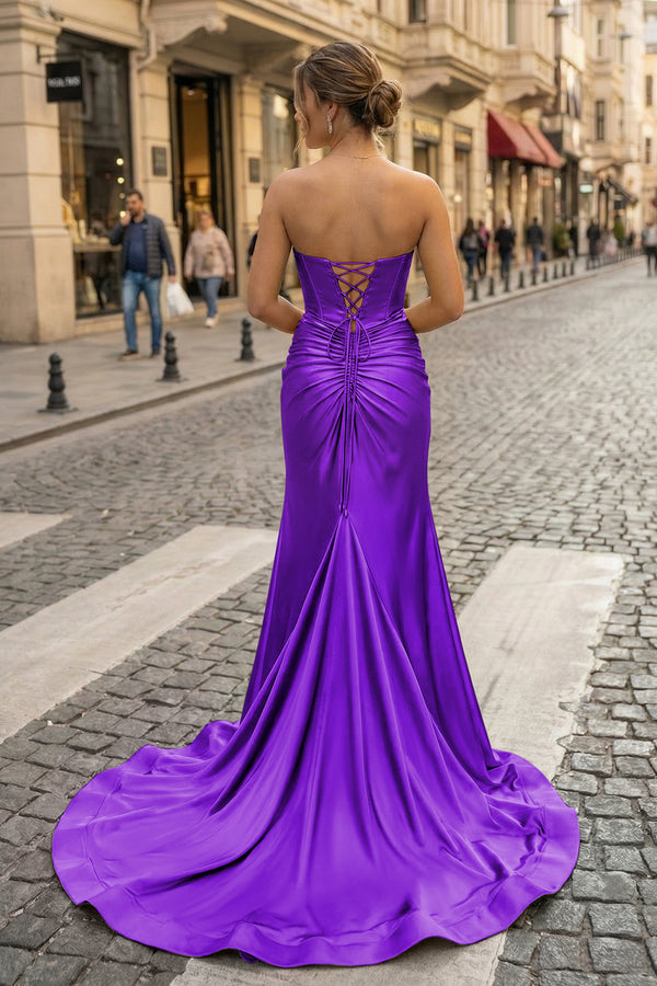 Sweetheart Satin Mermaid Long Prom Dress - KISSPROM PROM DRESSES