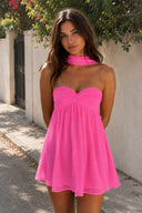 Hot Pink Sweetheart Ruched A-Line Chiffon Homecoming Dress | KISSPROM